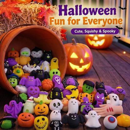👻🔥🎃Halloween Squishies Stress Relief Toy Set, Classic Pumpkin/Ghost/Bat Shapes, Classroom Rewards & Trick-or-Treat
