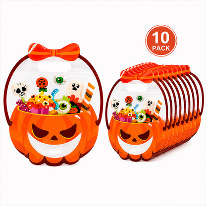 👻🔥🎃Halloween Transparent Pumpkin Favor Bags✨Perfect for Party, Trick-or-Treat, Classroom Gifts