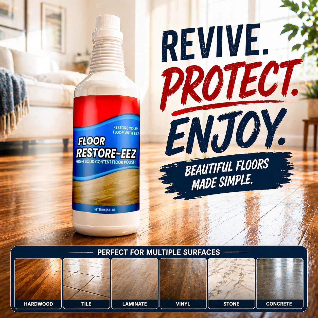 WarmNest™ Floor Restorer – Fast-drying, non-toxic shine. ✨