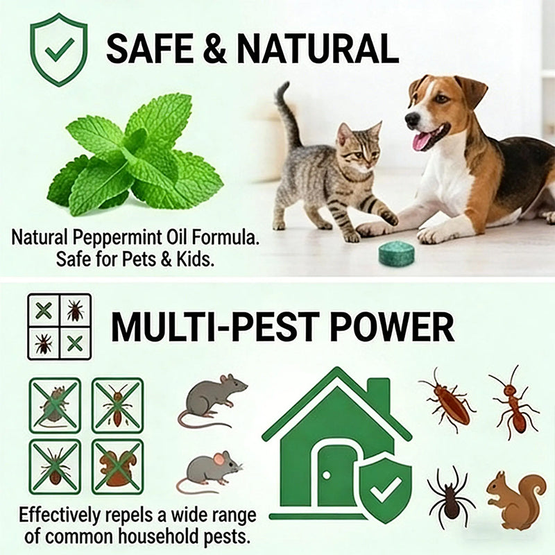🥳2026 HOT SALE🥳💞50K+ SOLD!🏠🛡️ 50% OFF! Natural Peppermint Rodent Repellent Tablets