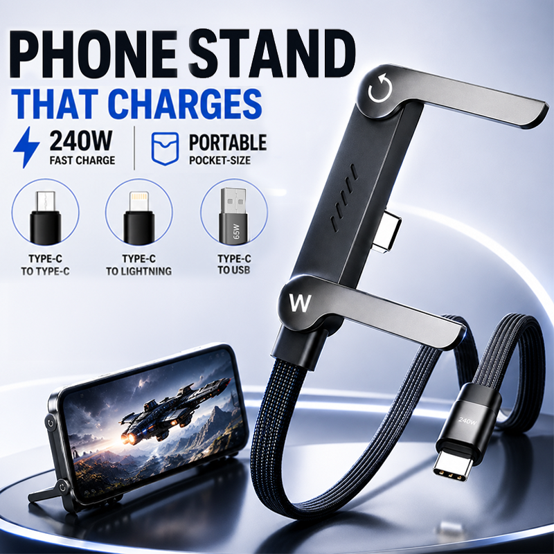 🎁Hot Sale 50% OFF🏆⚡2-in-1 Fast Charging Cable with Adjustable Phone Stand