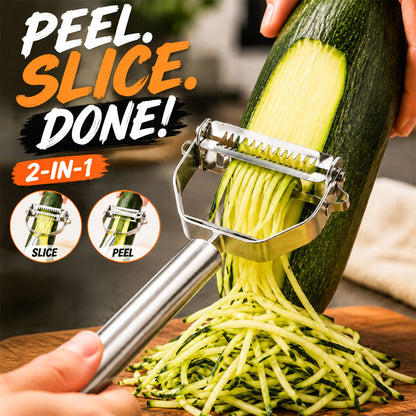 🥕🔪 2-in-1 Stainless Steel Peeler & Julienne Slicer – One tool, two blades🍽️✨