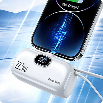 Pocket Power Bank with Built-In Cables | 22.5W Fast Charging