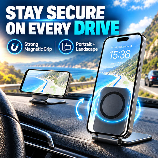 📱✨Magnetic Strong-Hold Phone Mount—Sticks Like a Magnet, Stands Like a Rock!