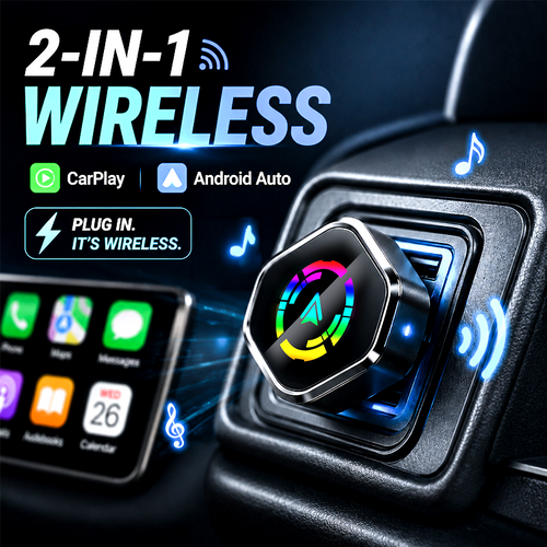 📢📢50% OFF!🔥2-in-1 Wireless CarPlay For Iphone & Android Auto Adapter — No More Cables