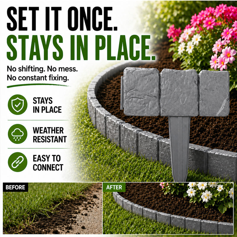🌿✨WarmNest™ Stone-Look Edging Fence - Garden Edges That Stay Clean🏡♻️(OFFER)