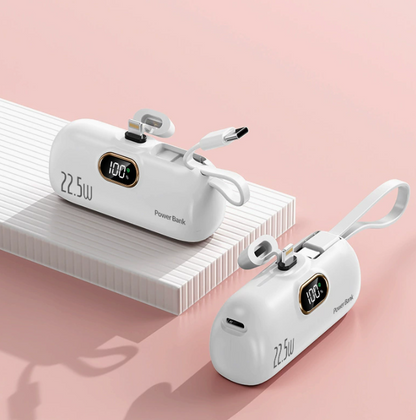 Pocket Power Bank with Built-In Cables | 22.5W Fast Charging