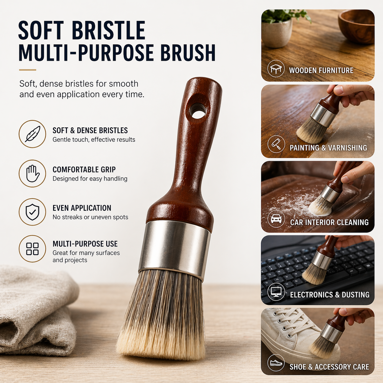 WarmNest™ Applicator Brush – Soft Bristle for Even, Smooth Finish