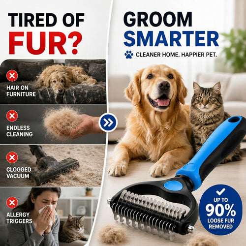 Professional Double-Sided Pet Grooming Rake ✨ Undercoat Deshedding Tool for Dogs & Cats 🐶🐱(OFFER)