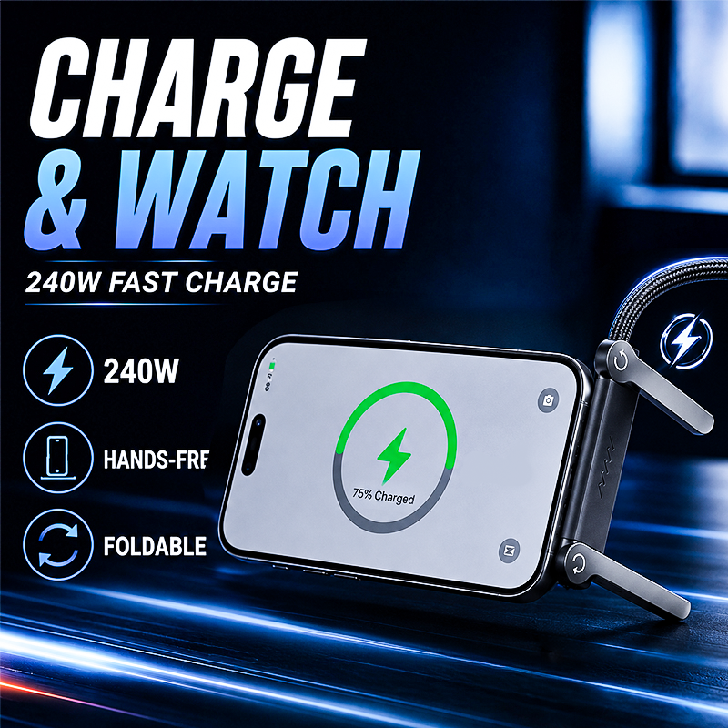 🎁Hot Sale 50% OFF🏆⚡2-in-1 Fast Charging Cable with Adjustable Phone Stand