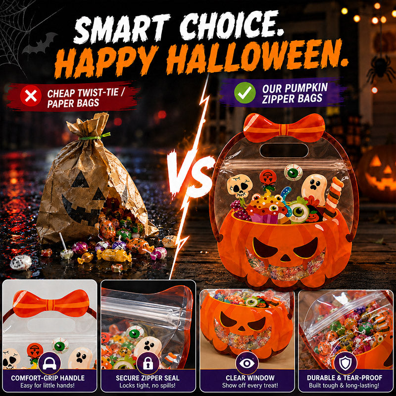 👻🔥🎃Halloween Transparent Pumpkin Favor Bags✨Perfect for Party, Trick-or-Treat, Classroom Gifts