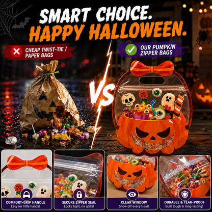👻🔥🎃Halloween Transparent Pumpkin Favor Bags✨Perfect for Party, Trick-or-Treat, Classroom Gifts