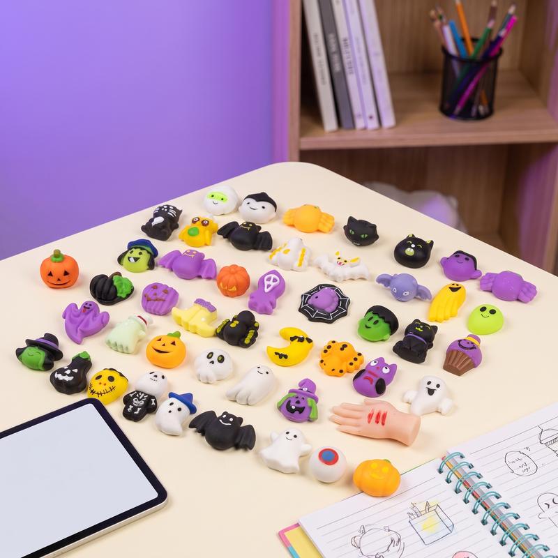 👻🔥🎃Halloween Squishies Stress Relief Toy Set, Classic Pumpkin/Ghost/Bat Shapes, Classroom Rewards & Trick-or-Treat