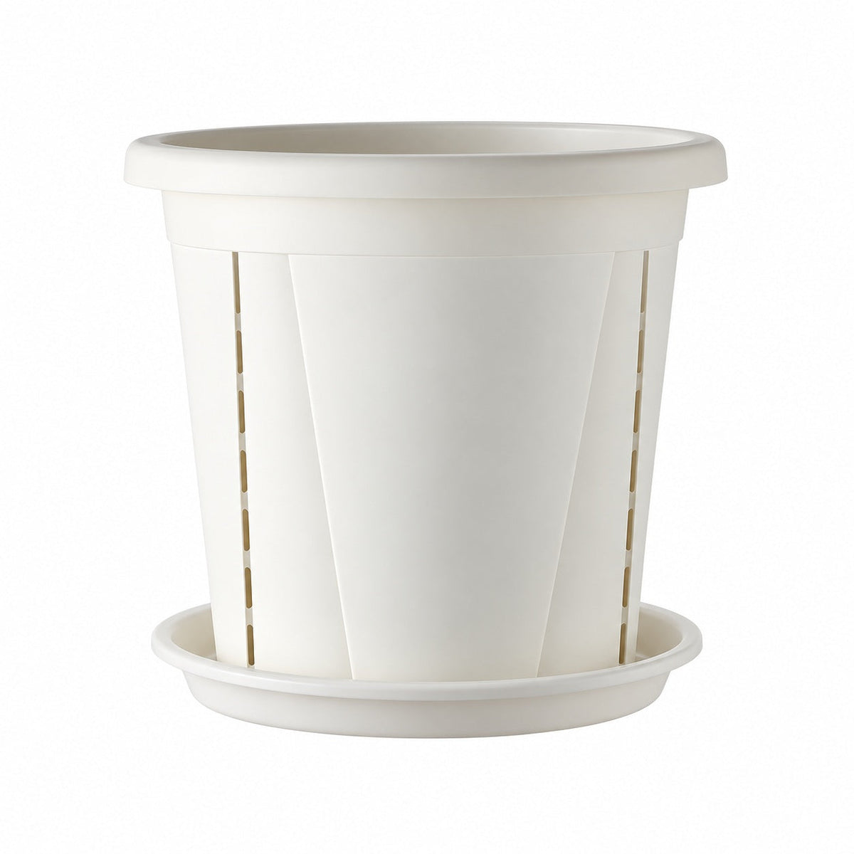 Plant Pot with Drainage Slots & Matching Saucer