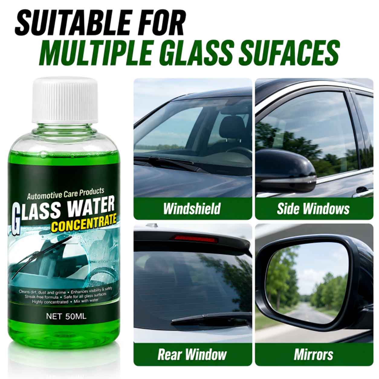 🥳2026 HOT SALE🥳 Glass Concentrate – 10ml makes 1L, cuts bugs & grime, streak-free.