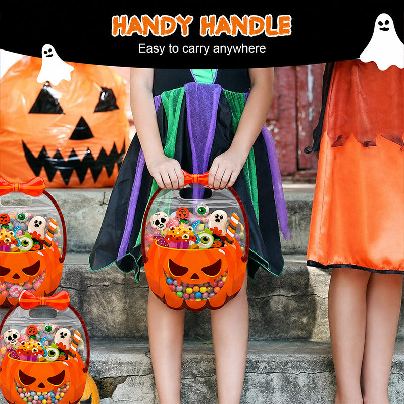 👻🔥🎃Halloween Transparent Pumpkin Favor Bags✨Perfect for Party, Trick-or-Treat, Classroom Gifts