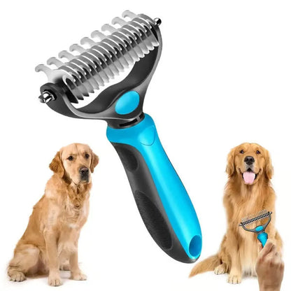 Professional Double-Sided Pet Grooming Rake ✨ Undercoat Deshedding Tool for Dogs & Cats 🐶🐱(OFFER)