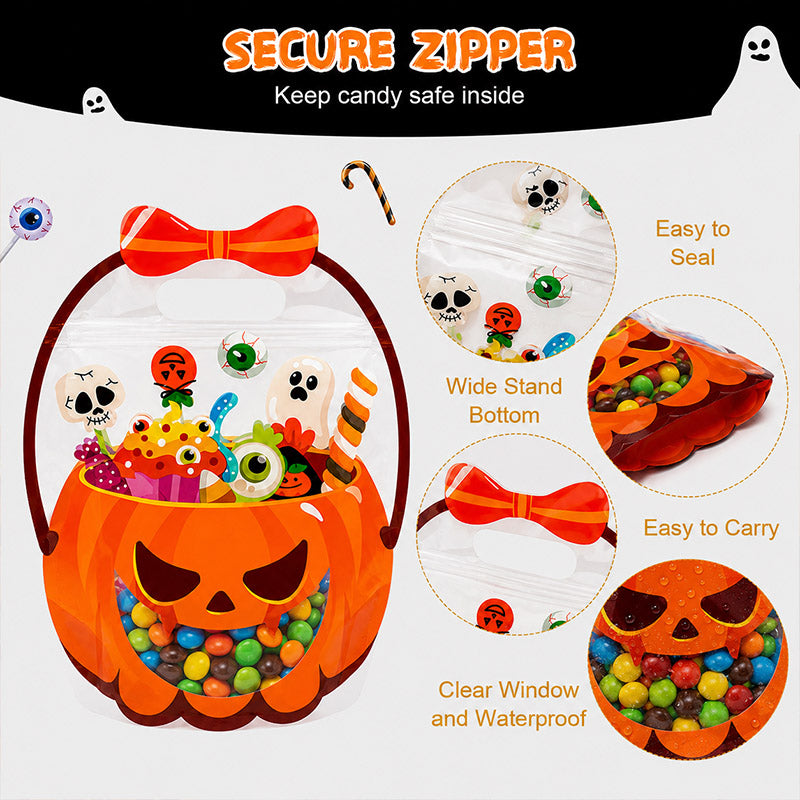 👻🔥🎃Halloween Transparent Pumpkin Favor Bags✨Perfect for Party, Trick-or-Treat, Classroom Gifts