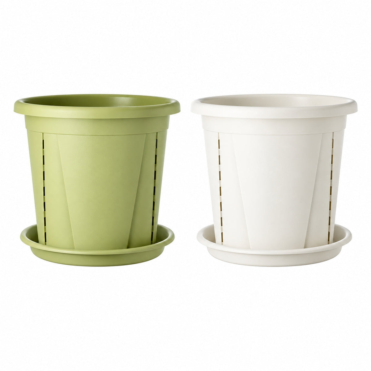 Plant Pot with Drainage Slots & Matching Saucer