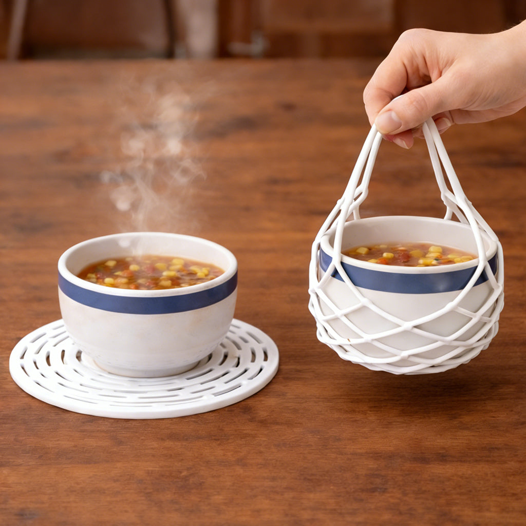 Timbe™ 2-in-1 Zero-Void™ Silicone Mesh Bag & Heat-Resistant Trivet Mat for Hot Bowls (Offer)