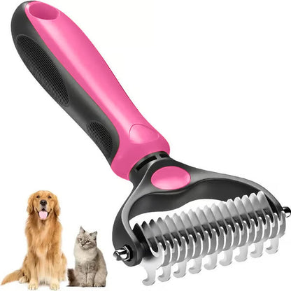 Professional Double-Sided Pet Grooming Rake ✨ Undercoat Deshedding Tool for Dogs & Cats 🐶🐱(OFFER)