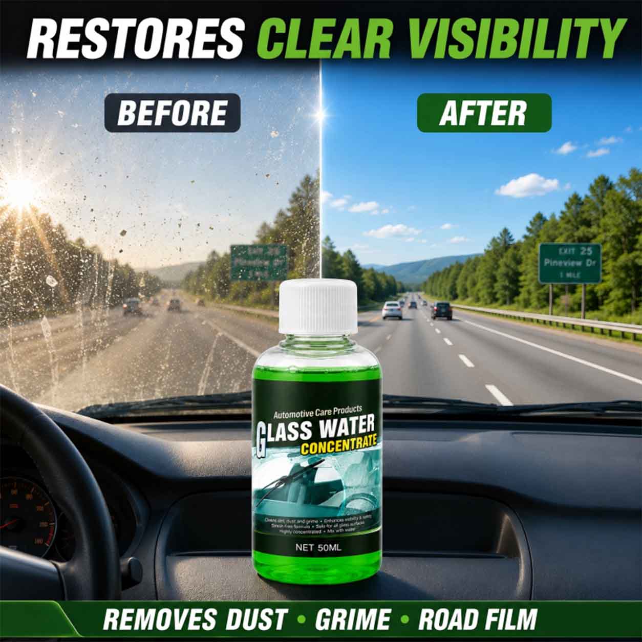 🥳2026 HOT SALE🥳 Glass Concentrate – 10ml makes 1L, cuts bugs & grime, streak-free.