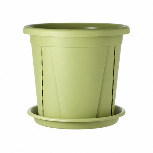 Plant Pot with Drainage Slots & Matching Saucer