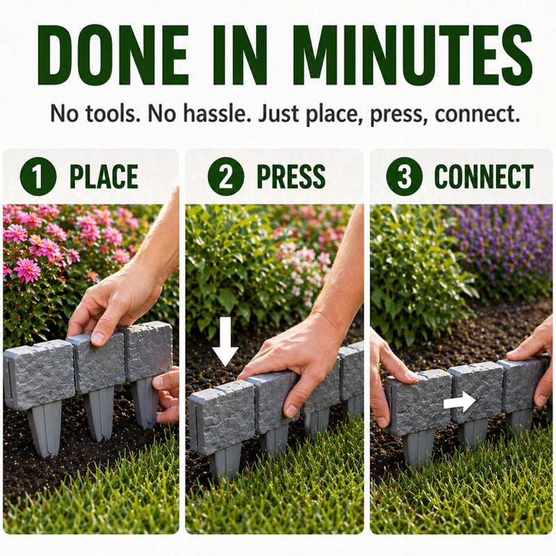 🌿✨WarmNest™ Stone-Look Edging Fence - Garden Edges That Stay Clean🏡♻️(OFFER)