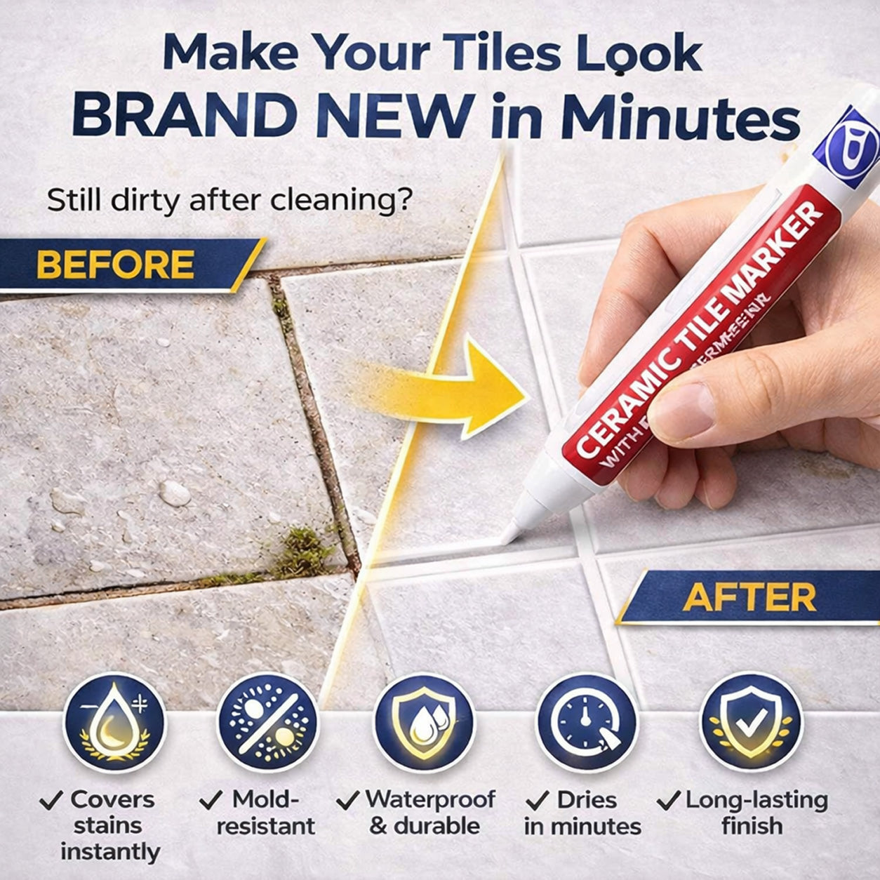 🔥🖌️WarmNest™ Anti-Mould & Waterproof Joint Pen for Ceramic Tiles!