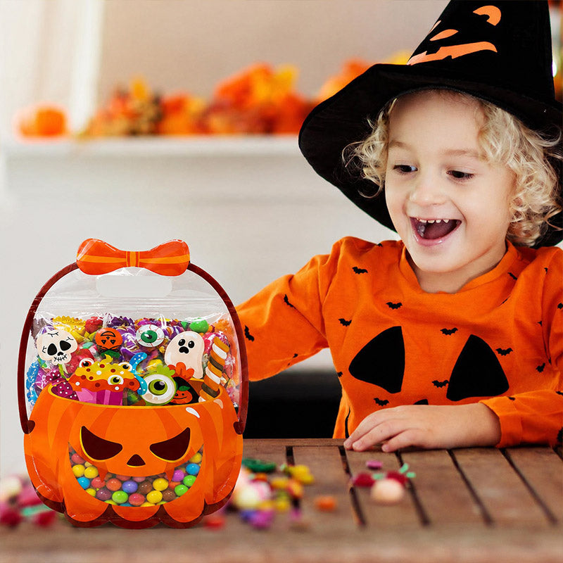 👻🔥🎃Halloween Transparent Pumpkin Favor Bags✨Perfect for Party, Trick-or-Treat, Classroom Gifts