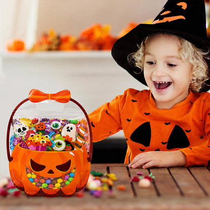 👻🔥🎃Halloween Transparent Pumpkin Favor Bags✨Perfect for Party, Trick-or-Treat, Classroom Gifts