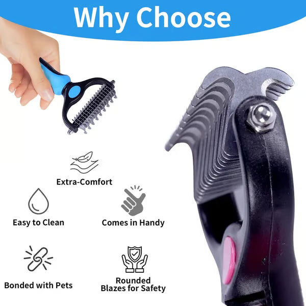 Professional Double-Sided Pet Grooming Rake ✨ Undercoat Deshedding Tool for Dogs & Cats 🐶🐱(OFFER)