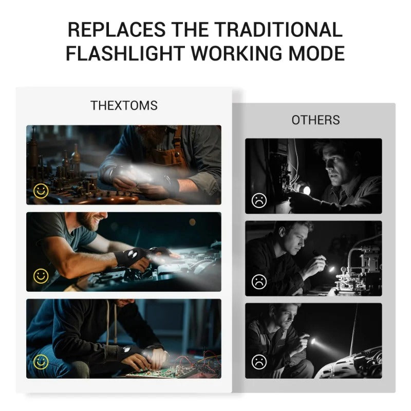 💡 LED Flashlight Gloves | Hands-Free Light for Work & Outdoors