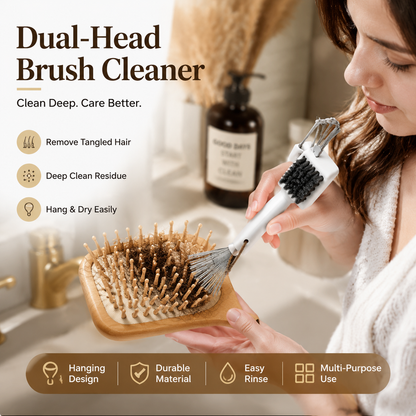 ✨🧹2-in-1 Hair Brush Cleaner Tool💇‍♀️, Multi-purpose Hair Remover Comb Cleaner with Stainless Steel Pick & Stiff Brush (offer)