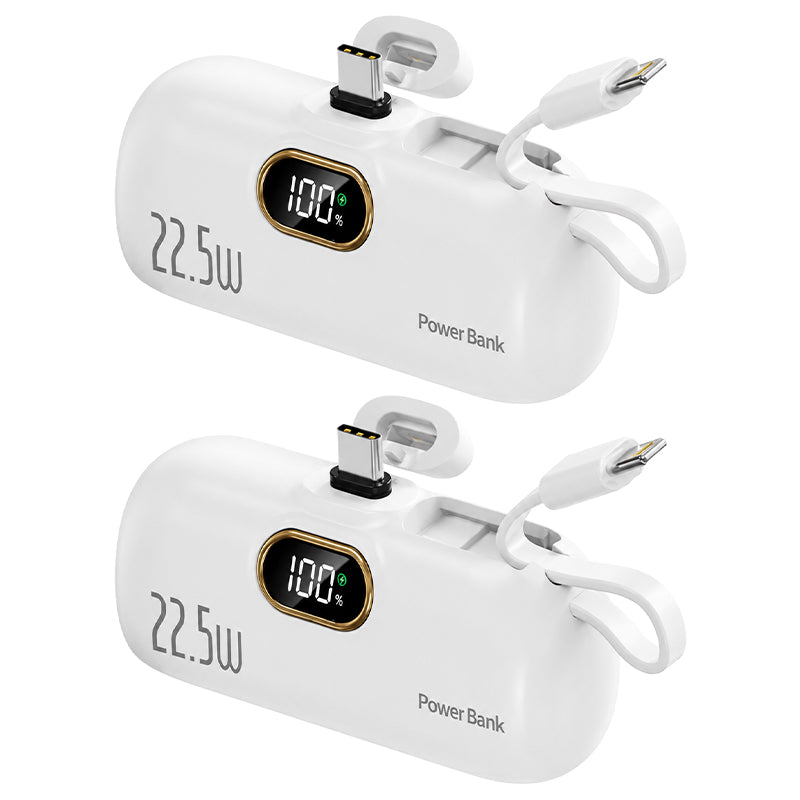 Pocket Power Bank with Built-In Cables | 22.5W Fast Charging