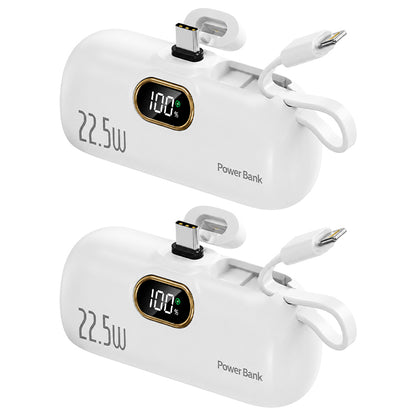 Pocket Power Bank with Built-In Cables | 22.5W Fast Charging
