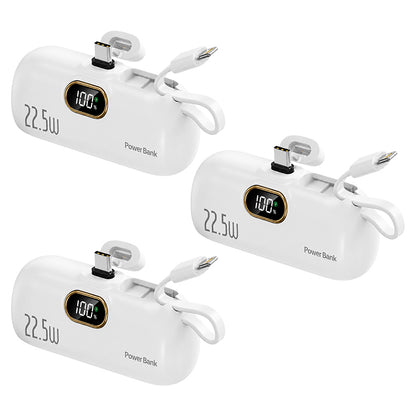 Pocket Power Bank with Built-In Cables | 22.5W Fast Charging