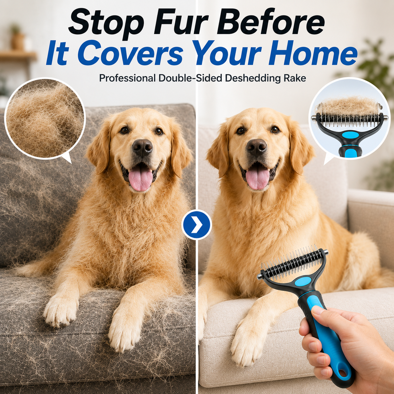 Professional Double-Sided Pet Grooming Rake ✨ Undercoat Deshedding Tool for Dogs & Cats 🐶🐱(OFFER)