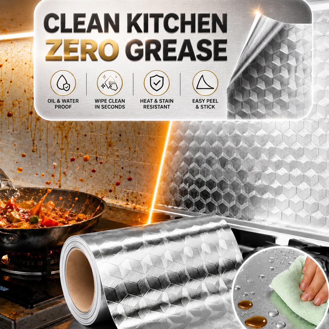 🏠 Kitchen Peel and Stick Wallpaper Backsplash Waterproof Kitchen Stickers