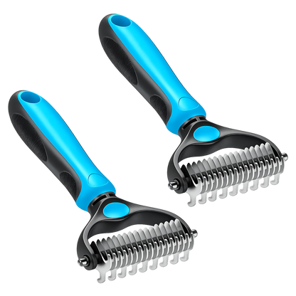 Professional Double-Sided Pet Grooming Rake ✨ Undercoat Deshedding Tool for Dogs & Cats 🐶🐱(OFFER)