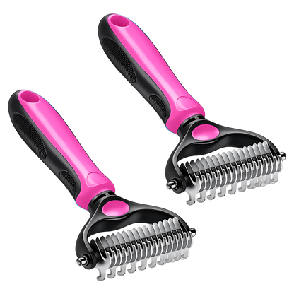 Professional Double-Sided Pet Grooming Rake ✨ Undercoat Deshedding Tool for Dogs & Cats 🐶🐱(OFFER)