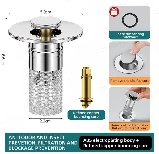 🚰 Stainless Steel Drain Hair Catcher