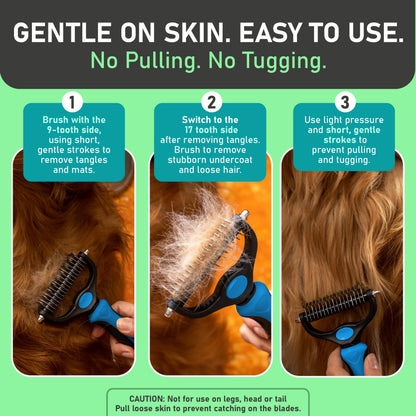 Professional Double-Sided Pet Grooming Rake ✨ Undercoat Deshedding Tool for Dogs & Cats 🐶🐱(OFFER)