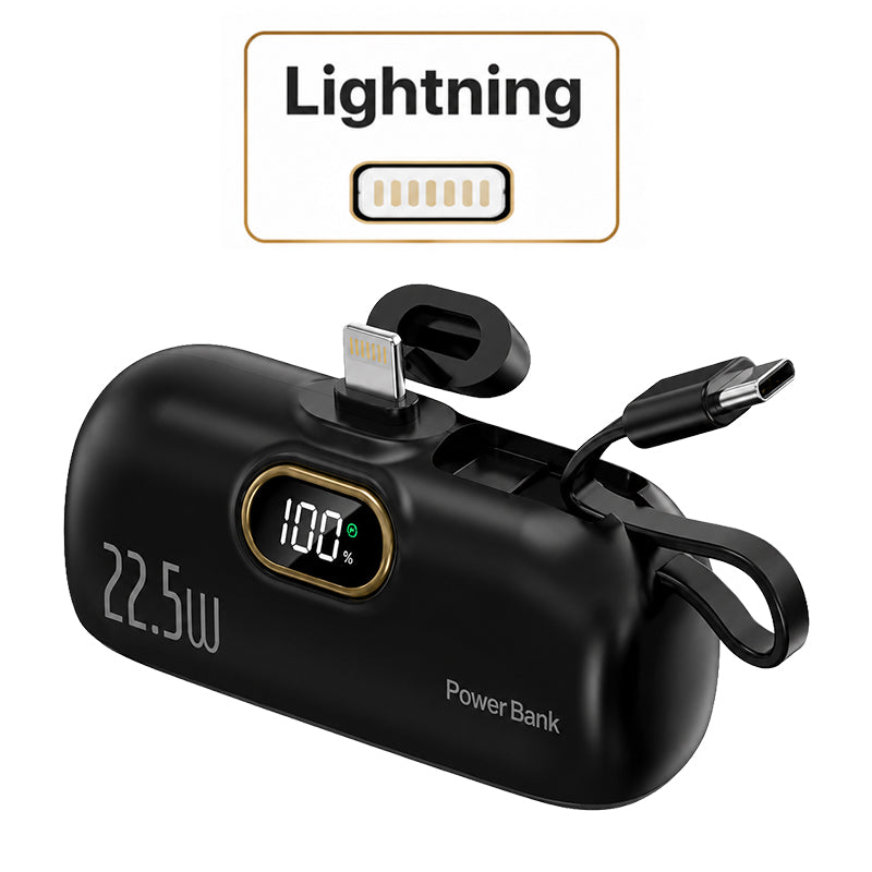 Pocket Power Bank with Built-In Cables | 22.5W Fast Charging