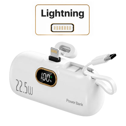 Pocket Power Bank with Built-In Cables | 22.5W Fast Charging