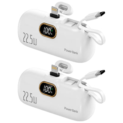 Pocket Power Bank with Built-In Cables | 22.5W Fast Charging