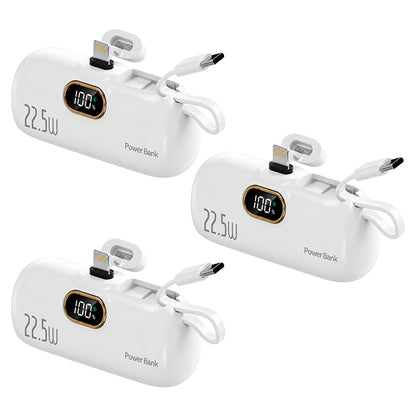 Pocket Power Bank with Built-In Cables | 22.5W Fast Charging