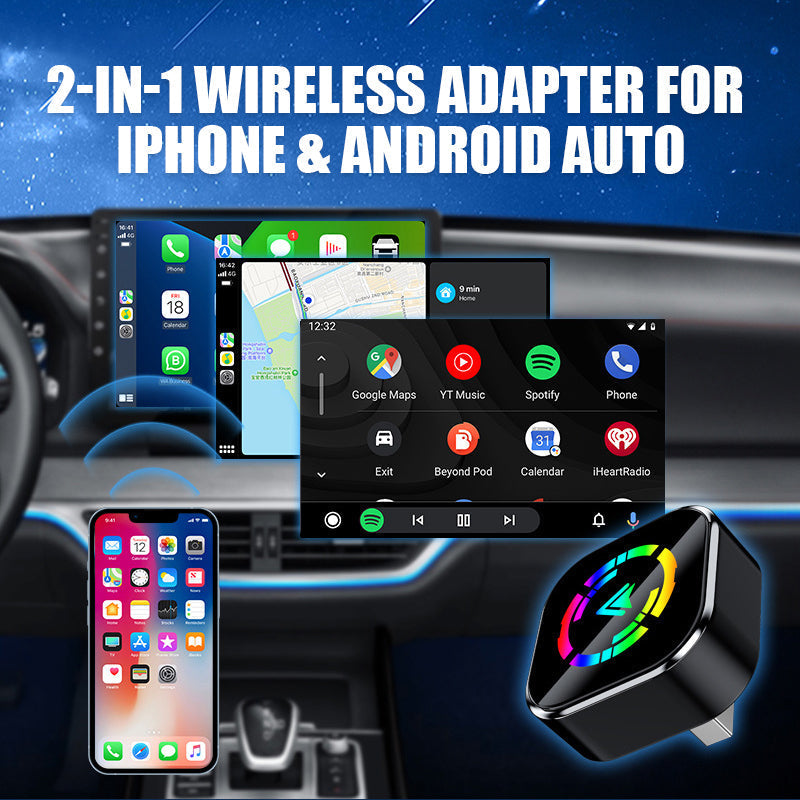 📢📢50% OFF!🔥2-in-1 Wireless CarPlay For Iphone & Android Auto Adapter — No More Cables