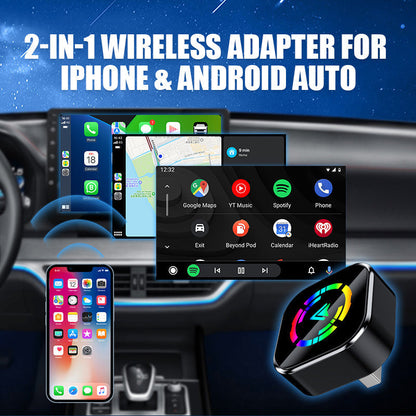 📢📢50% OFF!🔥2-in-1 Wireless CarPlay For Iphone & Android Auto Adapter — No More Cables