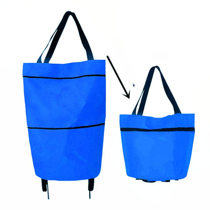 🛒 Foldable Shopping Cart with Wheels | 2-in-1 Rolling Grocery Tote